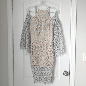 Missguided Lace Off Shoulder Bell Sleeve Dress Size‎ 4